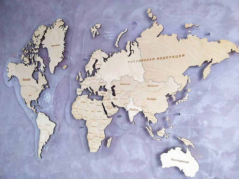 Всемирная карта из дерева